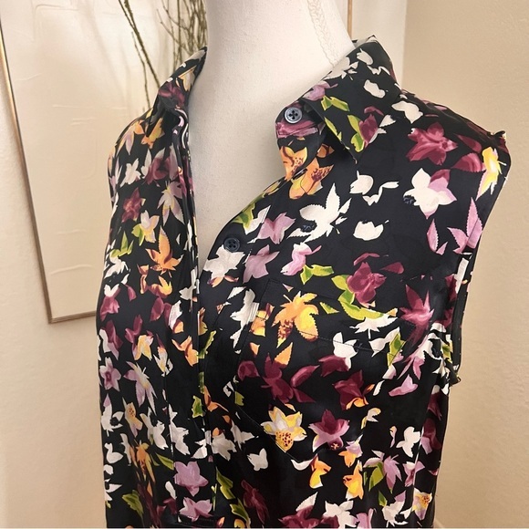 EQUIPMENT Femme Tira Sleeveless Floral‎ Print Silk Dress Asymmetrical Hem Size S - Picture 6 of 11